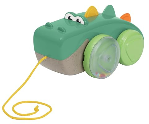 Chicco, Krokodil Pull Along Eco+, Nachziehspielzeug, 50 cm Langes Seil, Räder mit Kugeln, Taumelbewegung, Recycelter Kunststoff, Made in Italy, Kinderspielzeug von 12-36 Monaten