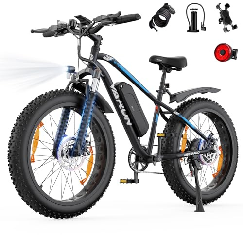 VARUN E Bike, 26 * 4.0 Zoll E-Bike Herren mit 250W Motor, 48V 13AH Akku, bis 110 km, 5 Fahrstufen, 25km/h, StVZO, E-Mountainbike Fatbike mit LCD-Display