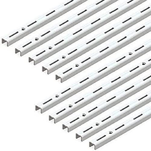 Emuca 7907812 Leistenprofil, einfache Bohrung, Durchlass 50 mm für Regalwinkel, weiß, L 1000 mm, Set aus 10 Stück