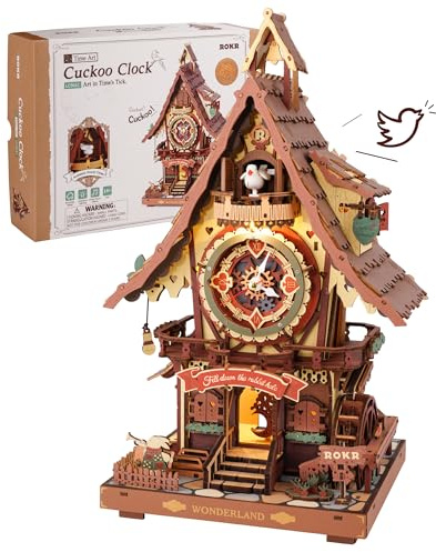 ROKR 3D Puzzle Kuckucksuhr Erwachsene, 3D Holzpuzzle Uhrenmodellbausätze, Geschenke und Dekoration für Erwachsene, Cuckoo Clock Mehrfarbig, LC901C