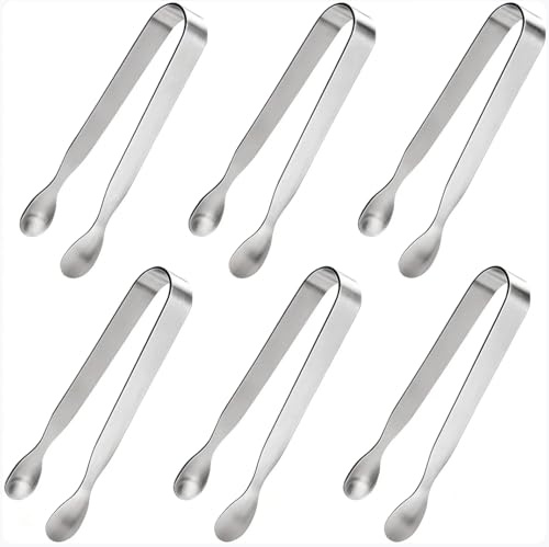 6 Stück Mini Zuckerzange Eiswürfelzange Salatzange Gebäckzange Süßigkeiten Servierzange Eiszange Küchenzange für Hochzeit Party Bar Büfett Grill Picknick (6 PCS)