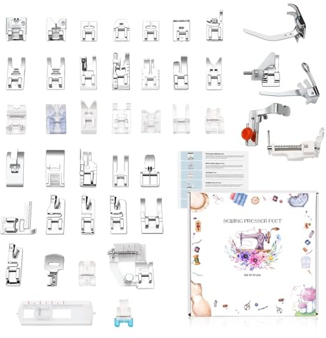 Nähfuß-Set, 42-teilig, Nähmaschinen-Nähfüße, Zubehör mit Handbuch für Brother, Babylock, Singer, Elna, Toyota, New Home, Simplicity, Necchi, Kenmore Maschinen mit niedrigem Schaft