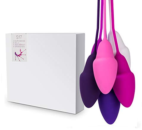 JIELUO Premium Beckenboden Trainingskugeln - Beckenbodentraining für Frauen - Kugeln Für die Blasenkontrolle und Beckenbodenübungen - Silkon Beckenboden Trainer Damen 6er Set
