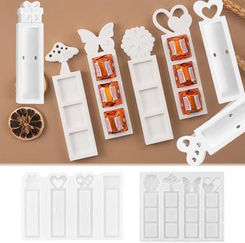 SVOCK 8 Stück Silikonformen Gießformen, Gipsformen Zum Gießen Pilz Schmetterling Herz, Silikonformen gießformen Geschenkbox Weihnachts Halloween, Gießformen Herbst Hochzeit
