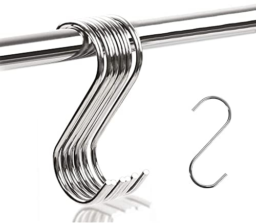 JeoPoom S Haken Edelstahl[10 Stück], Küchenhaken Hängehaken S Geformte Metall für Küche Garderobe Klein Büro Küche Badezimmer Schlafzimmer, Sparen Sie Viel Platz(Silber)
