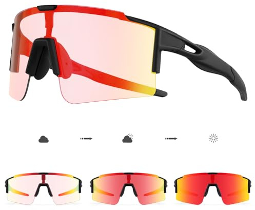 DUDUKING Fahrradbrille Selbsttönend Herren Damen, Sport Sonnenbrille Sportbrille Photochromatisch für rennrad MTB Baseball Laufen TR90 Rahmen UV400 Schutz