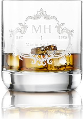 LOOXIS Personalisiertes Whiskyglas mit Namen & Motiv graviert – 300ml, Spülmaschinenfest, 90 x 80mm, extra dickes Bodeneis, Gravur, Digestifglas, Whiskeyglas – Geschenkidee Männer, Vatertag - Motiv 1