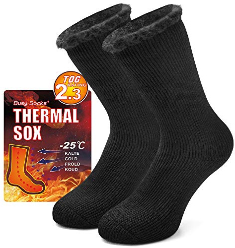 Busy Socks Wintersocken, warm, extra dick, isoliert, beheizt, Thermosocken | Vollständig gepolsterte, weiche Komfort-Socken für Damen und Herren, zum Wandern, Trekking, Skifahren, Jagd, kaltes Wetter