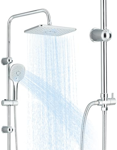 Regendusche ohne Armatur Duschset ohne Armatur Duschsystem mit 29X19cm Regendusche Duschkopf und 3 Funktionen Handbrause Chrom