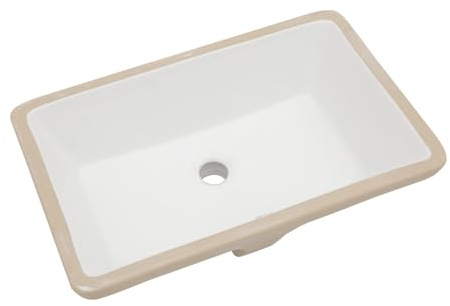 Sarlai Rechteckige Unterbauspüle – 53,3 x 33 cm, moderne weiße Keramik, Waschtisch-Waschbecken mit Überlauf, Innenschüsselgröße 48 x 30 x 12 cm