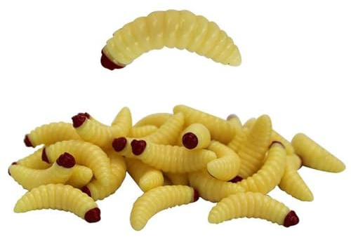 Generisch Bienenmaden Angelköder Imitat, 25 Stück, UV-Aktiv, Naturfarben, Weiß, 2,4 cm, WASP, Köder, Angeln, Kunstköder, Forellen Forellenköder
