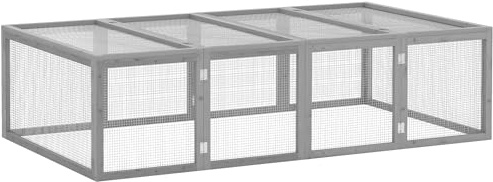 PawHut Hasenstall Kaninchenstall aus Holz Winterfest Kaninchenkäfig mit aufklappbar Dach 181x100x48 cm Kleintierstall Hasenkäfig für Kleintiere Kaninchen Meerschweinchen Indoor Outdoor Grau