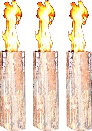 Schwedenfeuer 3 Stück Baumfackel Finnenfackel Gartenfackel Fackel H 60 cm D 15-20 cm