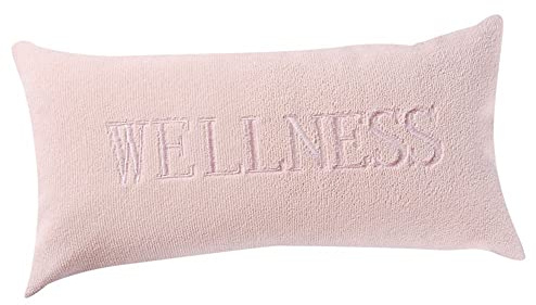 PANA® Badewannenkissen - 20x40 cm - Kissen Rosé - Wellness Schriftzug | Bequem & weich - Als Nackenkissen, Kopfstütze, Polster in Badewanne - Schnell trocknend - Für Entspannung & Wellness Zuhause