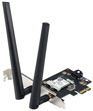 ASUS PCE-AXE5400 WiFi 6E PCI-E Adapter | Zwei Externe Antennen, 6Hz Band, 160MHz, Bluetooth 5.2, WPA3, OFDMA, MU-MIMO