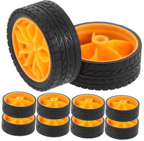 ERINGOGO 28 Stück Gummi Autoräder mit 2mm Loch für Bastel und Spielautos | Orange Kunststoffausführung, Leicht und Tragbar, für Kinder zum Kreativen Selbermachen