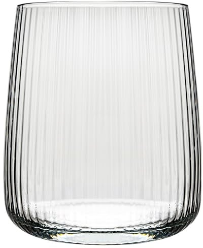KONZEPT Geriffelte Gläser Set 6 teilig, Trinkgläser 320 ml, Wassergläser spülmaschinenfest