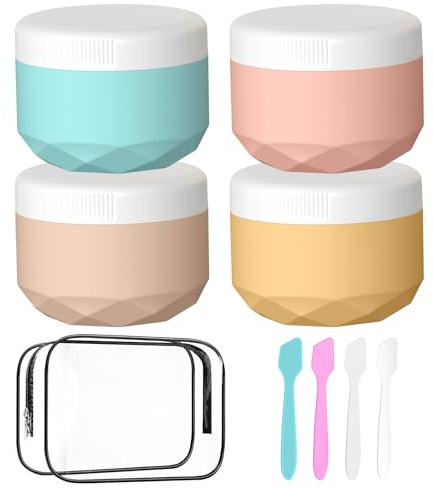 WLEAD 4 Stück Tiegel,50ml Silikon Cremedose BPA-frei | TSA-zugelassene 50ml Silikontiegel–auslaufsicher für Gesichtscremes,Kosmetik Gesicht Körper