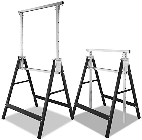SWANEW 2x Gerüstbock 7-fach höhenverstellbar 81-130 cm 200 kg klappbar Gestelle Klappbock Metall Unterstellbock Arbeitsbock Gerüste Schwarz