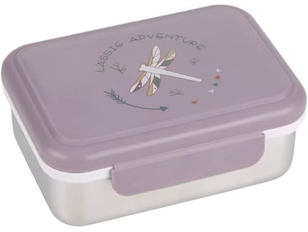LÄSSIG Kinder Brotdose Edelstahl Lunchbox Frühstücksbox Nachhaltig Kindergarten Schule/Lunchbox Stainless Steel Adventure Dragonfly