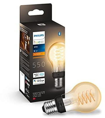 Philips Hue White E27 Filament Lampe (550 lm), dimmbare LED Lampe für das Hue Lichtsystem mit warmweißem Licht, smarte Lichtsteuerung über Sprache und App, 1er Pack
