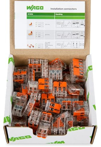 WAGO Verbindungsklemmen-Set 887-995 | 75-teilig, mit verschiedenen Verbindungsklemmen der Serie 221 - für alle Leiterarten, in praktischer wiederverschließbarer Box