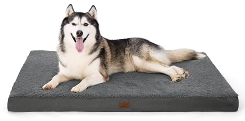BEDSURE waschbares Hundebett Grosse Hunde - 135x91x10cm Hundekissen flauschig Hundematte waschbar Hundematratze in dunkelgrau für große Hunde