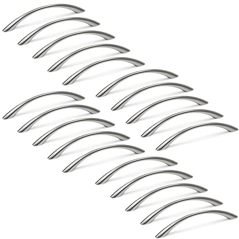 Emuca 9160951 Griffe für Möbelstück, CC 128mm, Zamak, Nickel satiniert, 20 Stück