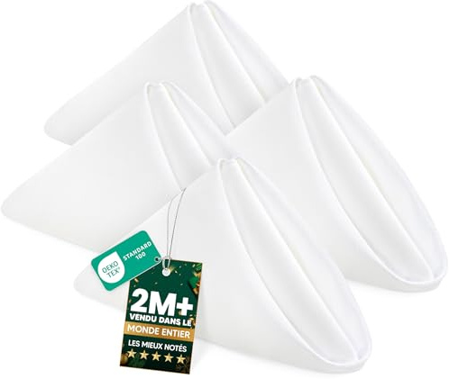 KICHLY Stoffservietten – Set mit 24 Stoffservietten, wiederverwendbar, weich und bequem – ideal für Veranstaltungen, Polyester (weiß, 43 x 43 cm)
