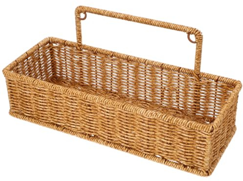 IMIKEYA Wandkorb hängend geflochten: Rattan Hängekorb Küche Badezimmer hängende Wand Korb Aufbewahrungskörbe für Küche Bad Organizer, 32x12.5x14.7 CM