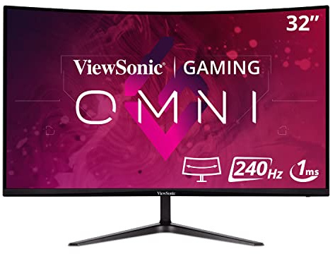 Viewsonic VX3219-PC-MHD 80 cm (32 Zoll) Curved Gaming Monitor (Full-HD, Adaptive Sync, 1 ms, 240 Hz, HDMI, DP, geringer Input Lag, Lautsprecher) Schwarz