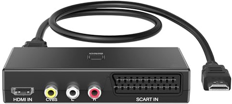 uhddadi Scart auf HDMI Konverter, AV auf HDMI Adapter Splitter 3 In 1 Out | Unterstützung 4K@30Hz 1080P für PS4/3/2/1 Roku Fire Stick XBox VHS VCR DVD, RCA+SCART+HDMI Eingang-HDMI Ausgang
