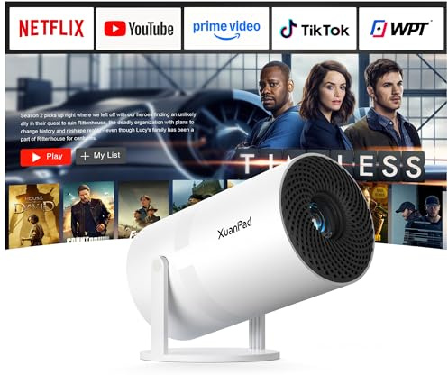 [Netflix-zertifizierter & Elektrischer Focus] Beamer 20000L 1080P Mini Beamer mit WiFi & Bluetooth Projektor mit 210° drehbarer Stand, Automatische Trapezkorrektur, Staubfilter & Wärmeableitungssystem