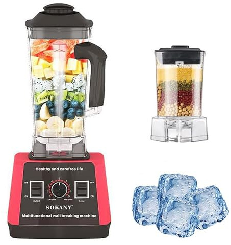 SOKANY SK-666 5000W Hochleistungsmixer, 9 Geschwindigkeitsstufe, 2-in-1[2,5L Standmixer und Smoothie Maker & Kaffeemühle], Selbstreinigungsfunktion, Ohne BPA (SK-666, 5000W)