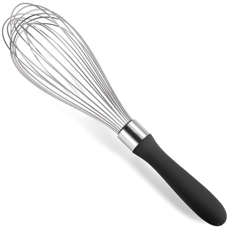 Doosu 30cm Schneebesen zum Kochen, Ballonschneebesen aus 18/8 Edelstahl, robuster Handschneebesen Rührbesen mit 12 flexiblen Drähten zum Mischen Rühren Schlagen Aufschäumen (Schwarz)