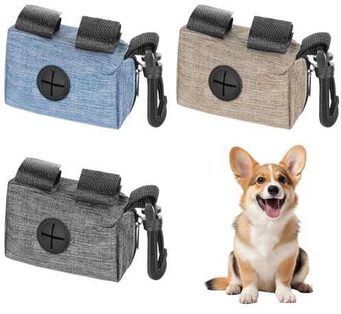 Yuanchu Kackbeutel für Hunde, Hundekotbeutelspender 3 Stück Hundekotbeutel Halter mit Reißverschluss Dispenser Karabinerhaken Kotbeutelspender Klettverschluss Hundeleine Gassis Pazierengehen