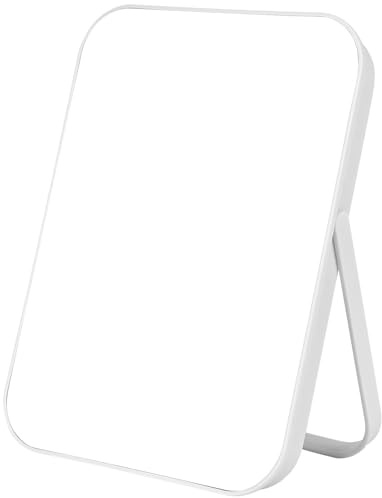 OSDUE 17.5 × 24cm Spiegel Super HD, Tischspiegel Faltbare, Tragbar Kosmetikspiegel, Klappbarer Reisespiegel für Tischplatte, Handheld, Zuhause und Reisenutzung(Weiß)