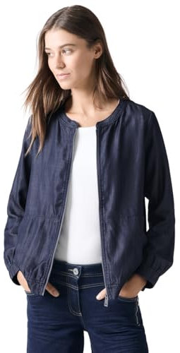 CECIL Damen B344982 Lyocell-Blusenjacke, Dark Blue wash, XXL