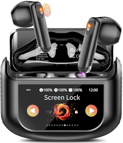 Bluetooth Kopfhörer, 48H Kopfhörer Kabellos Bluetooth 5.4 mit Touchscreen, Halb-In-Ear Wireless Earbuds mit ENC-Anrufsgeräuschdämpfung, IPX7 Ohrhörer, Immersiver Deep Bass Earphones mit 5 EQ-Modus