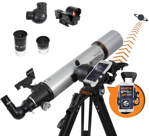 Celestron 22460 StarSense Explorer DX 102AZ Smartphone-App-fähiges Refraktor-Teleskop, kompatibel mit iOS/Android, grau