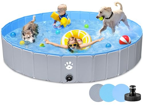 Gindoly Hundepool,Faltbare Hundepools für Kleine, Mittlere&Große,Swimmingpool Planschbecken Hundebadewanne Faltbarer für Hunde und Katzen,Abriebfest&Rutschfest-160 * 30cm
