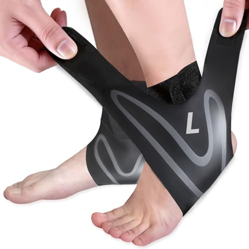 CharmChic 2 Stück Sprunggelenkbandage, Knöchelbandage für Männer & Frauen, Einstellbares Bandage Fußgelenk, Flexible & Breathable, Fußbandage für Sport wie Fußball, Fitness oder Laufen, L