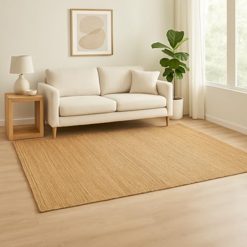 MY-RUG Jute Teppich 140x200 cm - Handgewebter Sisal Optik Juteteppich | Flachgewebter Sisalteppich, OEKO-TEX zertifizierter Wohnzimmerteppich, Natur aus 100% Jutefaser, robust und pflegeleicht.