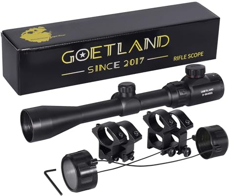 Goetland Gewehr Zielfernrohr 3-9x40 EG Airsoft Rot Grün Fadenkreuz mit Montage Ringe SFP für Taktische Jagd Armbrust Luftgewehr Sportschützen