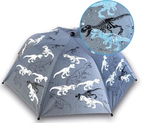 HECKBO Kinder Regenschirm Magic Regenschirm mit Holzgriff und Sicherheits-Reflektoren- Farbwechsel bei Regen – Jungen Mädchen Taschenschirm für Schulranzen – Sturmfest - Geschenke zur Einschulung