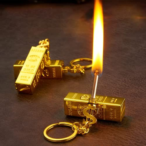 LLIANG Portable Permanent Benzinfeuerzeug Match Öl Feuerzeug mit Schlüsselring, Streichholz-Feueranzünder, mit Feuerstein für Outdoor Survival Camping Wandern (gold01)(Gold)