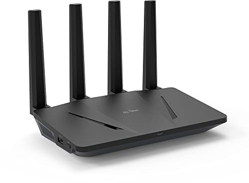 GL.iNet GL-AX1800 Flint Wi-Fi 6 Dualband-Gigabit-Router | Wi-Fi 6 1,8 Gbps, 5 Gigabit-Ports, 120 Geräte, WireGuard 500 Mbps, AdGuard Home, WPA3, einfache Einrichtung, 30+ VPN-Dienste