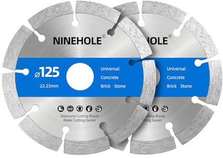 2x Diamantscheibe 125mm, Diamanttrennscheibe für Beton, Granit, Stein, Ziegel, Baumaterialien, Naturstein, Mauerwerk, Diamant Trennscheibe mit hoher Schneidleistung