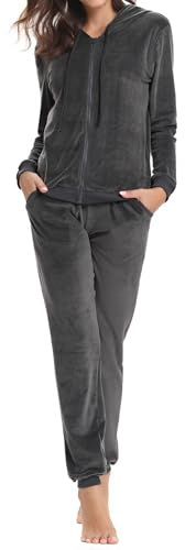 Aottori Jogginganzug Damen Velours Hausanzug Nicki Anzug Zweiteiler Set | Freizeitanzug, Trainingsanzug, Kuschelig, Weich Bequem, Kapuzenjacke, Reißverschluss, Loungewear, Elegant, Alltag Reise