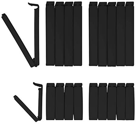 BUNEO Black Edition Tütenclips (20 Stück) | 20 Verschlussclips: 10 x schwarz (11 cm) + 10 x schwarz (6 cm)